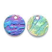 Vedhæng -Mønt- "Rainbow". Rustfri stål. Grade A. 10 mm
